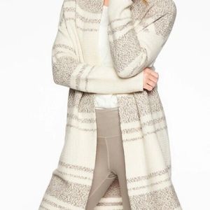 Athleta Women's L Wool/Cashmere Panorama Point Dove Marl Knit Striped Sweater